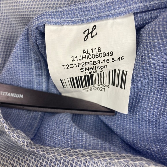 J. Hilburn Light‎ Blue Textured Dress Shirt Men's Size (See Measurements) - Picture 10 of 13